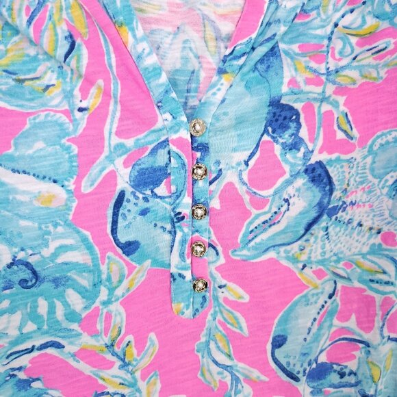 Lilly Pulitzer Tank Top Womens XS Essie Lobsters Beach Colorful Summer Blouse - Picture 6 of 12